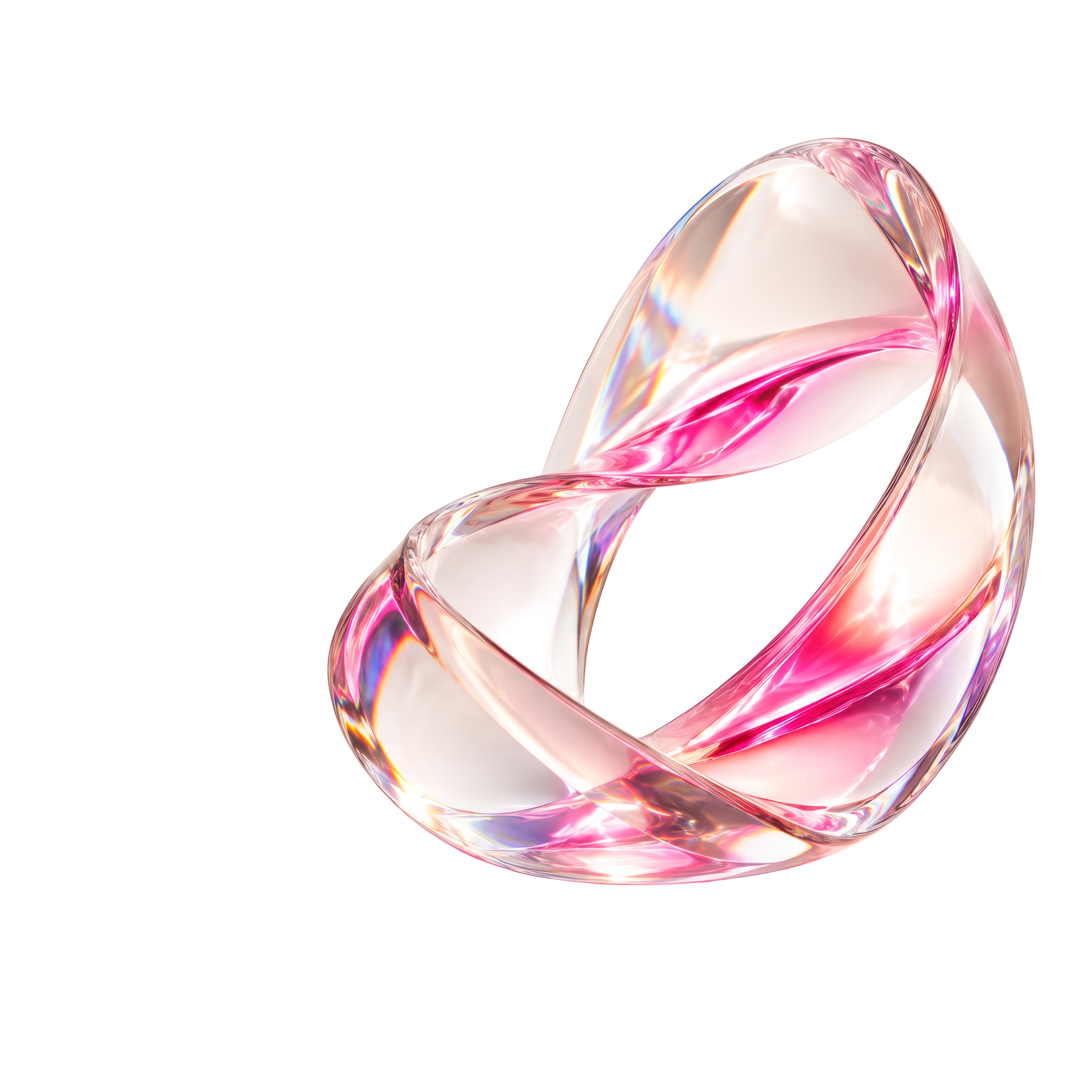 Translucent glass ribbon representing connected relationships